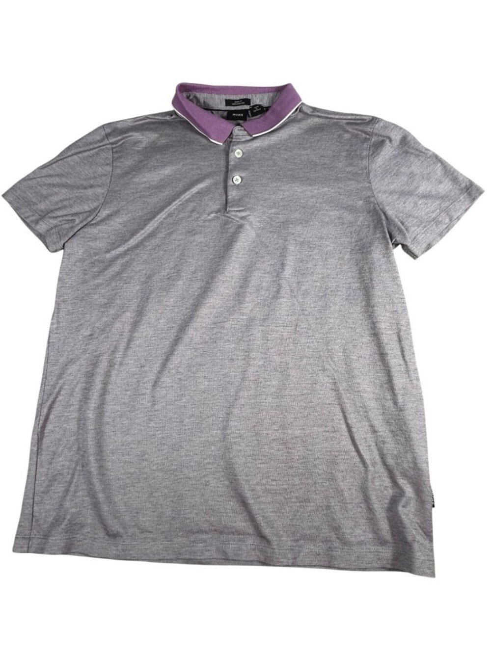Hugo Boss Slim Fit Mercerised Polo Shirt Men's M Purple Collar Buttons Logo